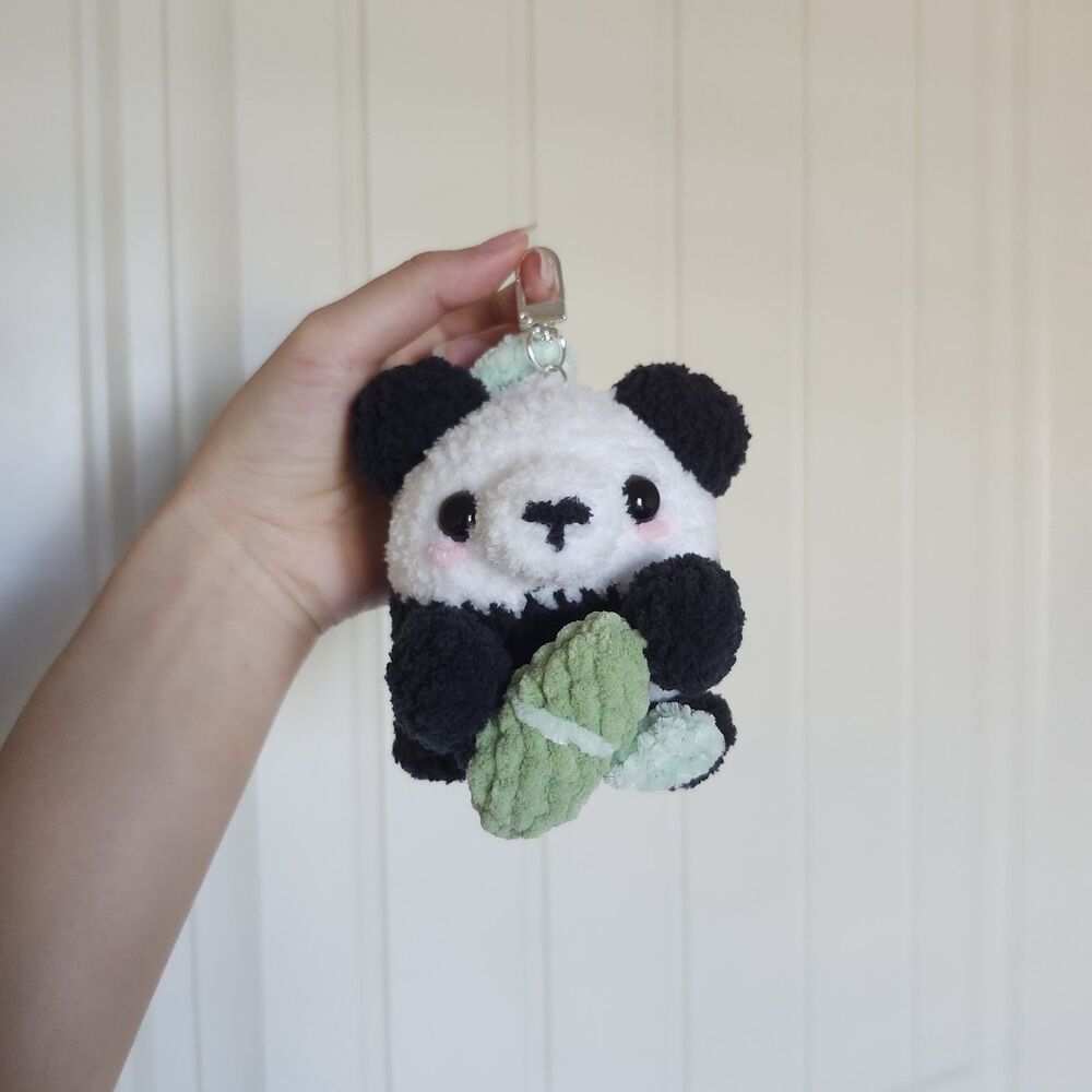 Panda Crochet Plush Keychain Charm Handmade